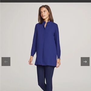 Anne Klein Long Length Tunic Top - dark blue, “distant mountain” color - Large